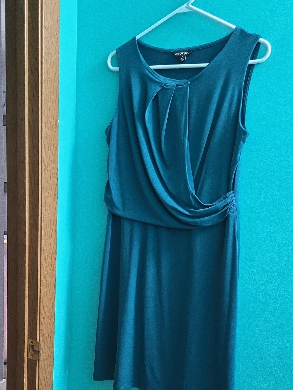 George Teal Sleeveless Draped Waist Dress
